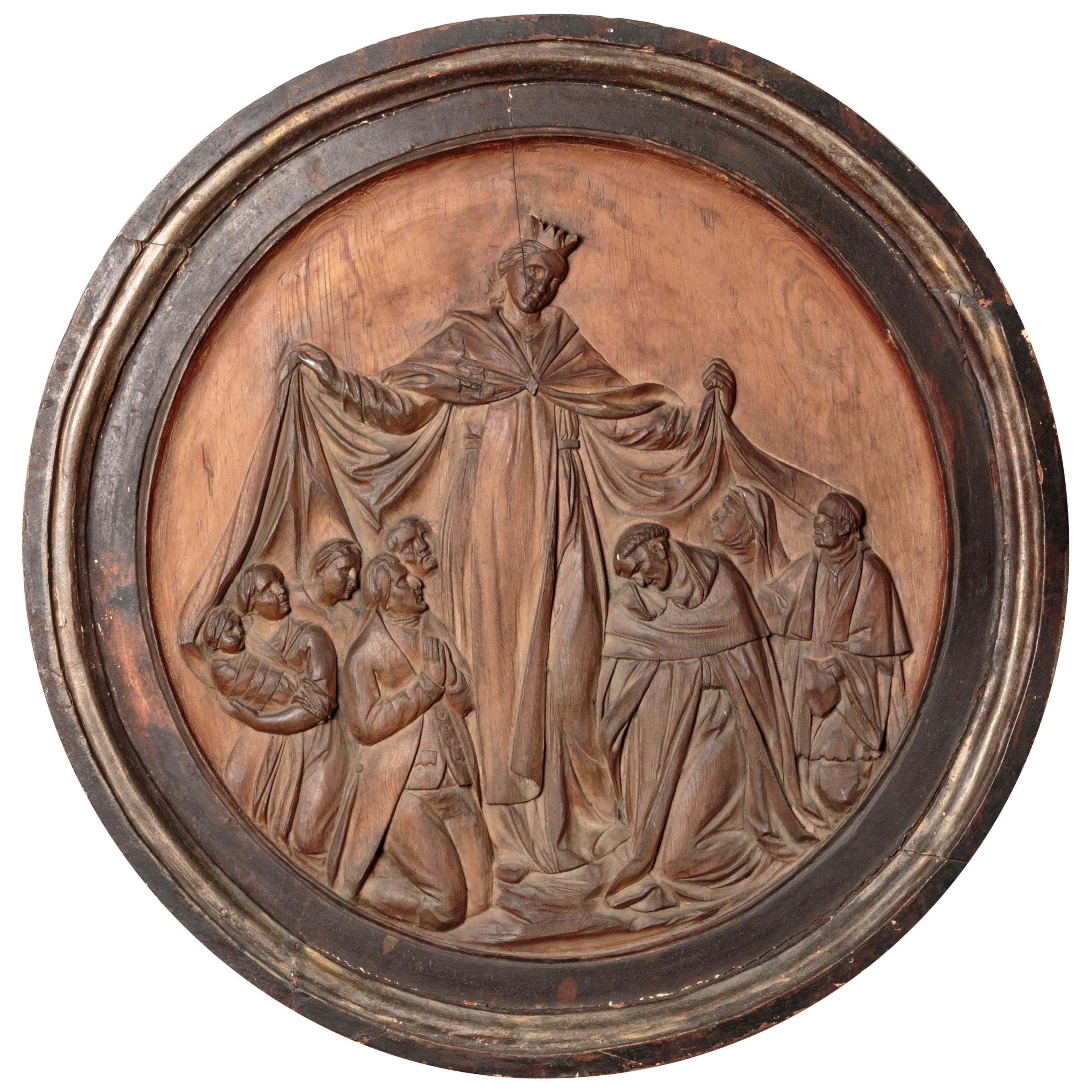 18th Century Italian Religious Carved Wood Relief For Sale