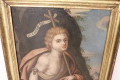 18th Century Italian Religious Oil Painting on Canvas, St. John Baptist