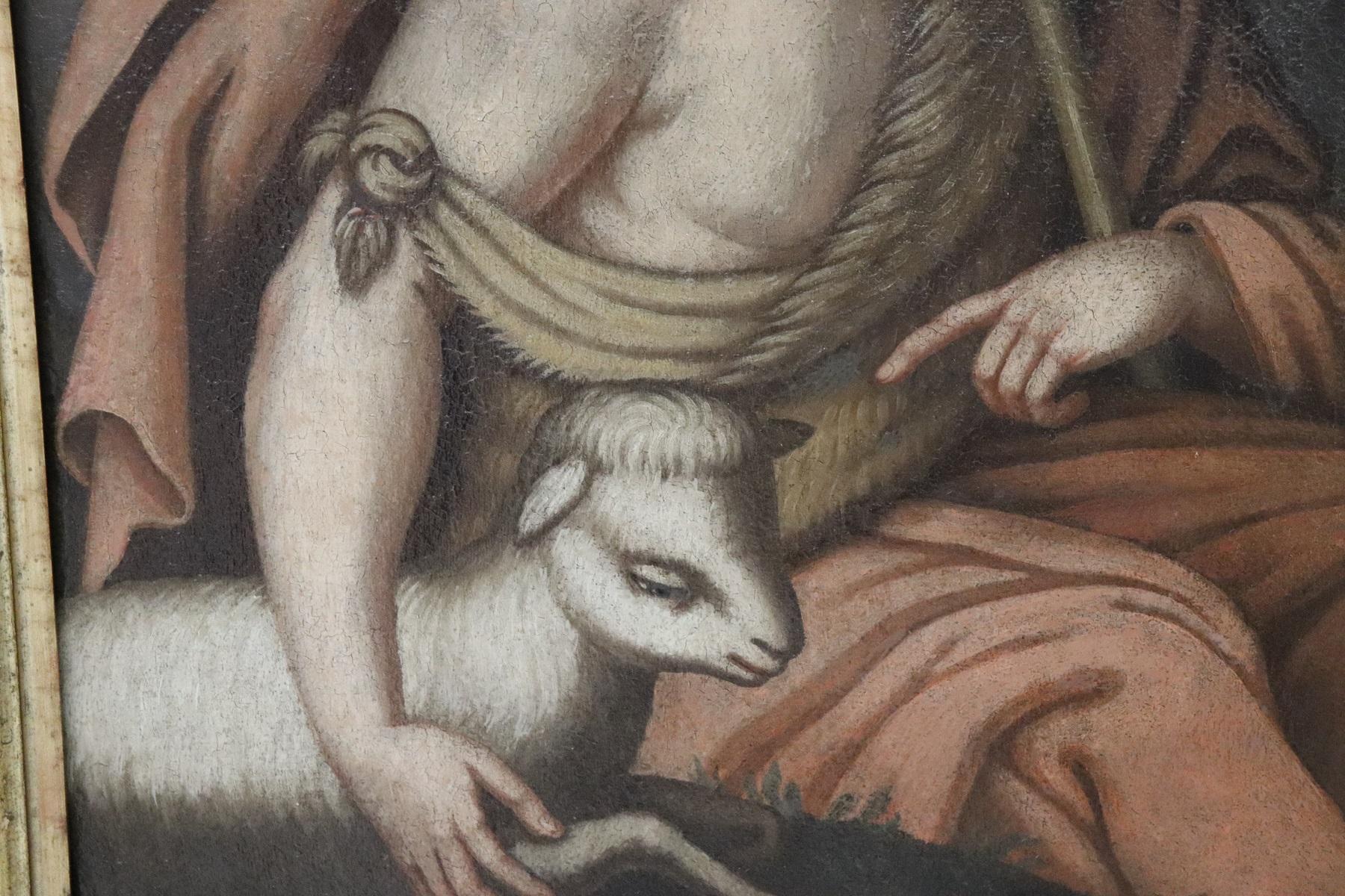 Mid-18th Century 18th Century Italian Religious Oil Painting on Canvas, St. John Baptist