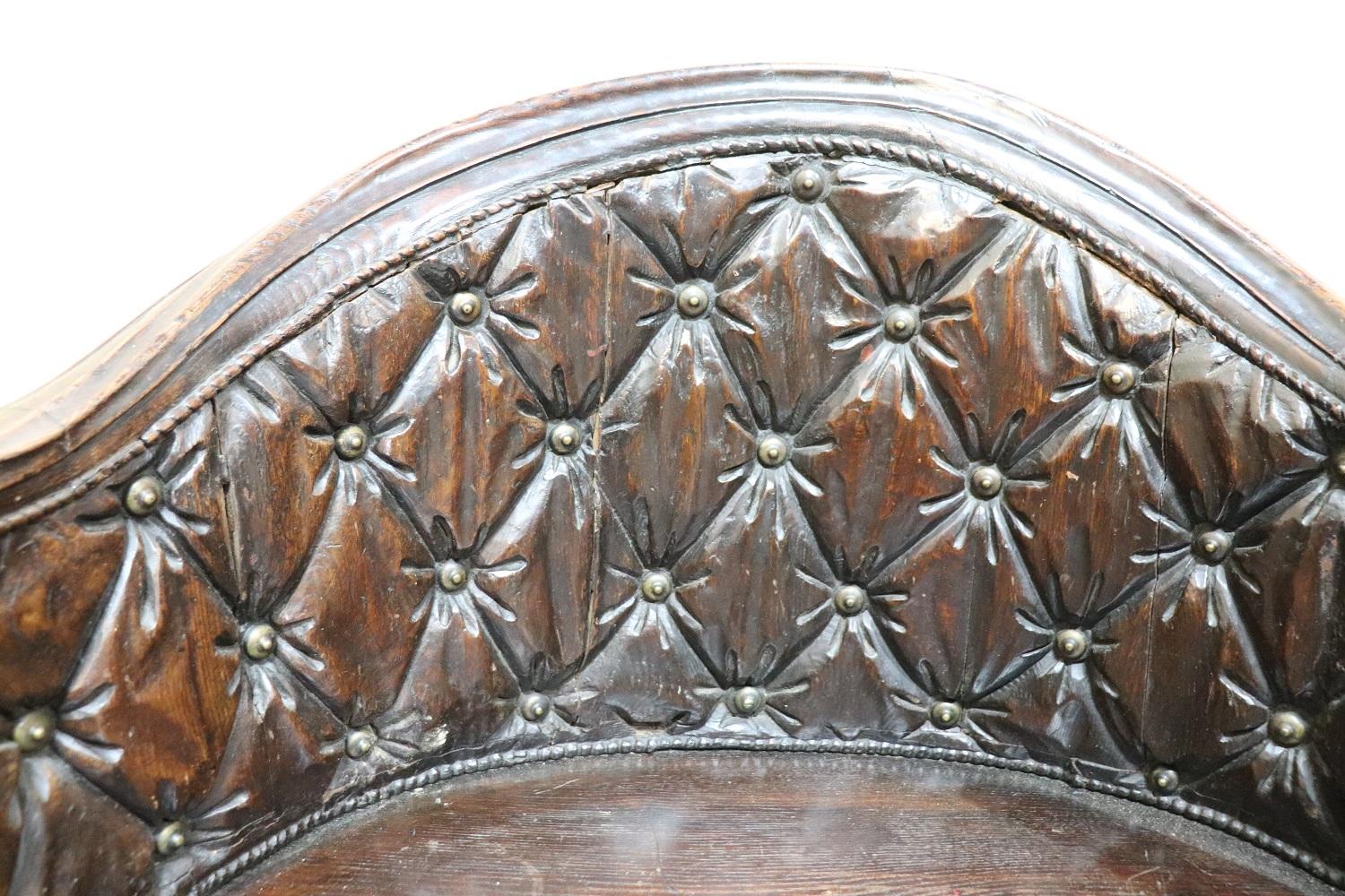 18th Century Italian Renaissance Style Carved Oakwood Armchair 2