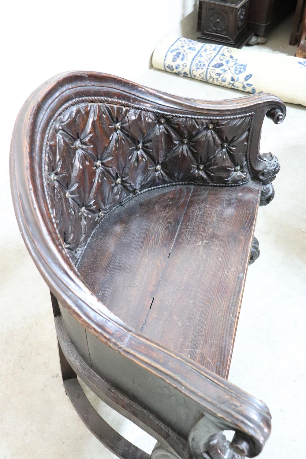18th Century Italian Renaissance Style Carved Oakwood Armchair 4