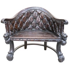 18th Century Italian Renaissance Style Carved Oakwood Armchair