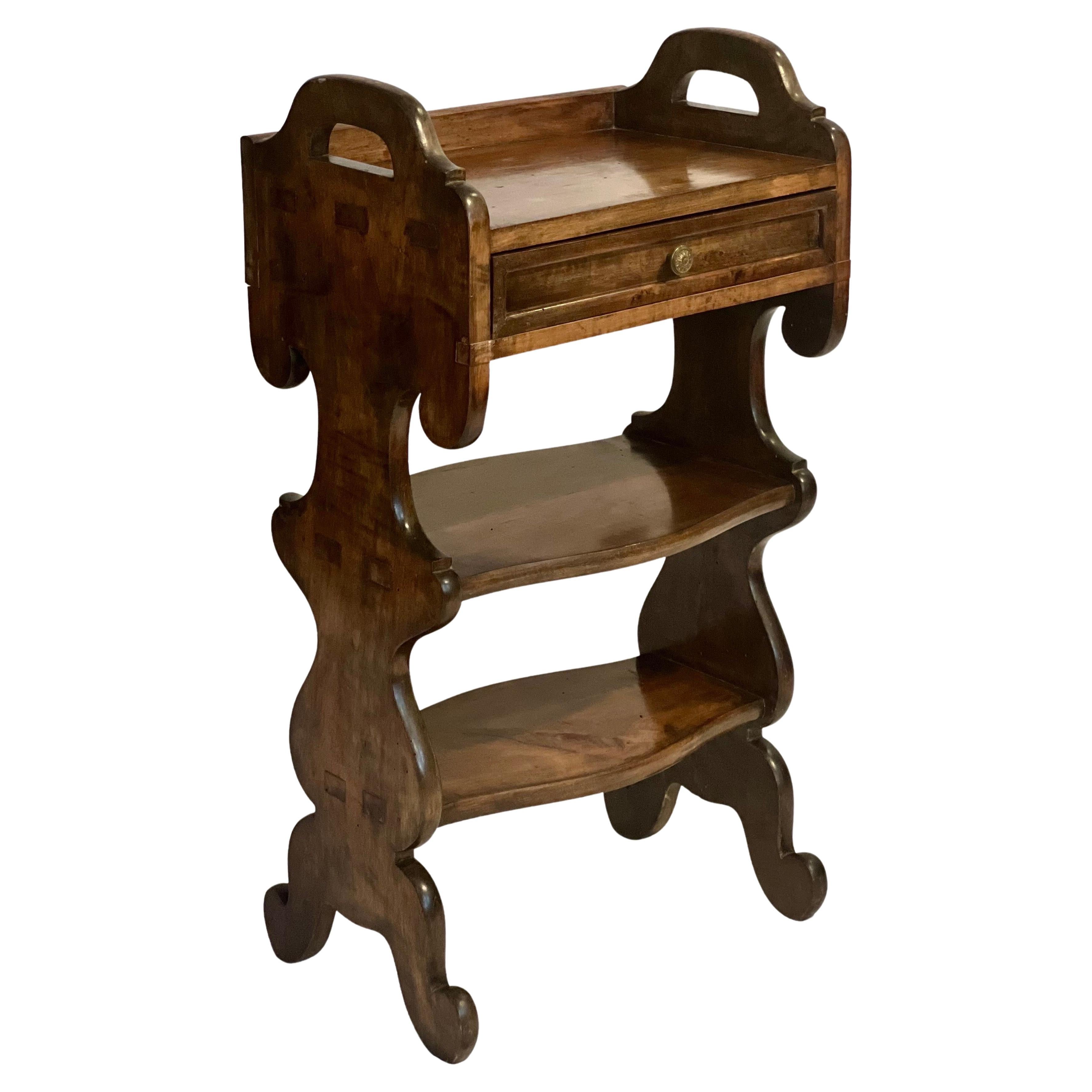 18th Century Italian Renaissance Style Walnut Etagere Stand with Drawer For Sale