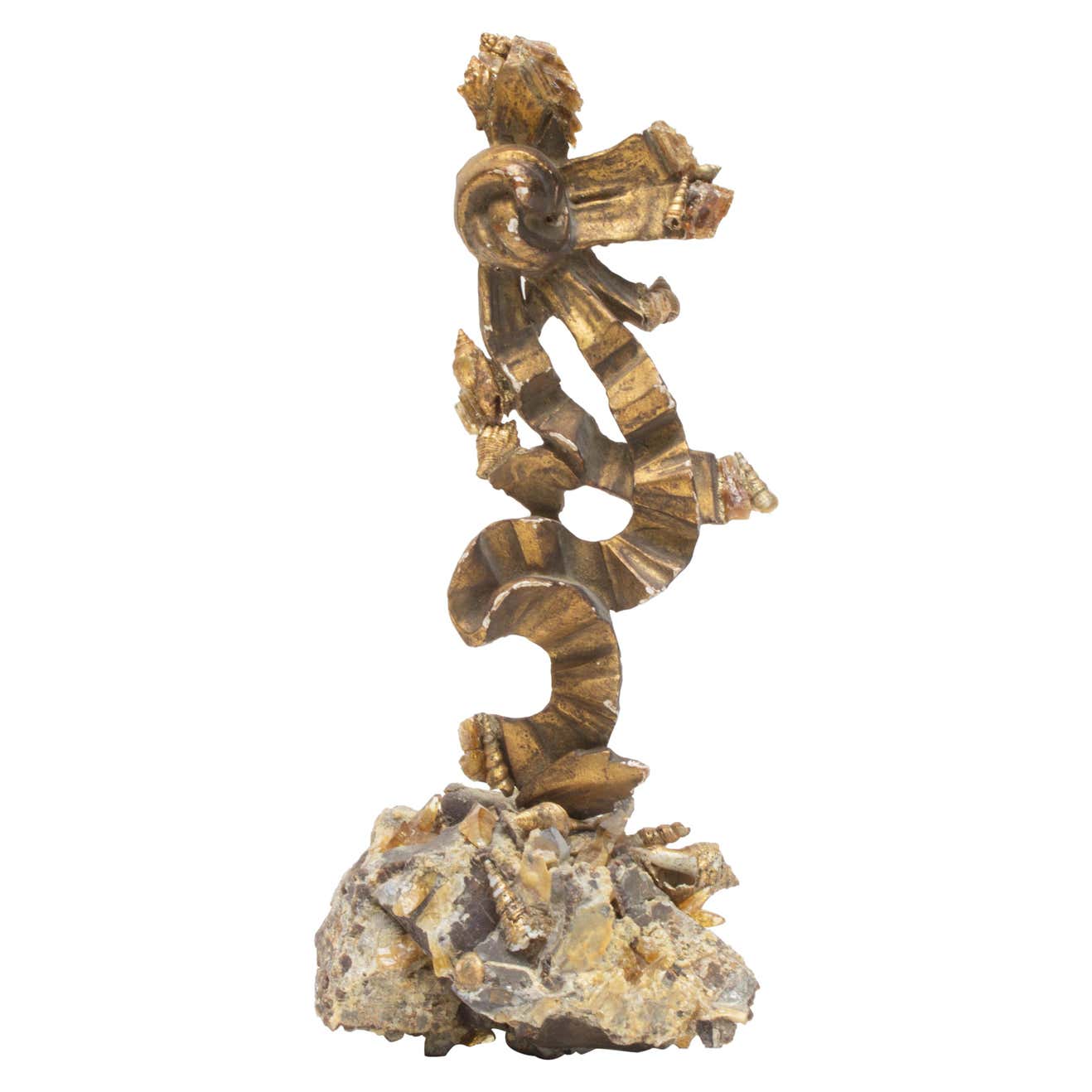 18th Century Italian Ribbon Fragment on Golden Barite Crystals in ...