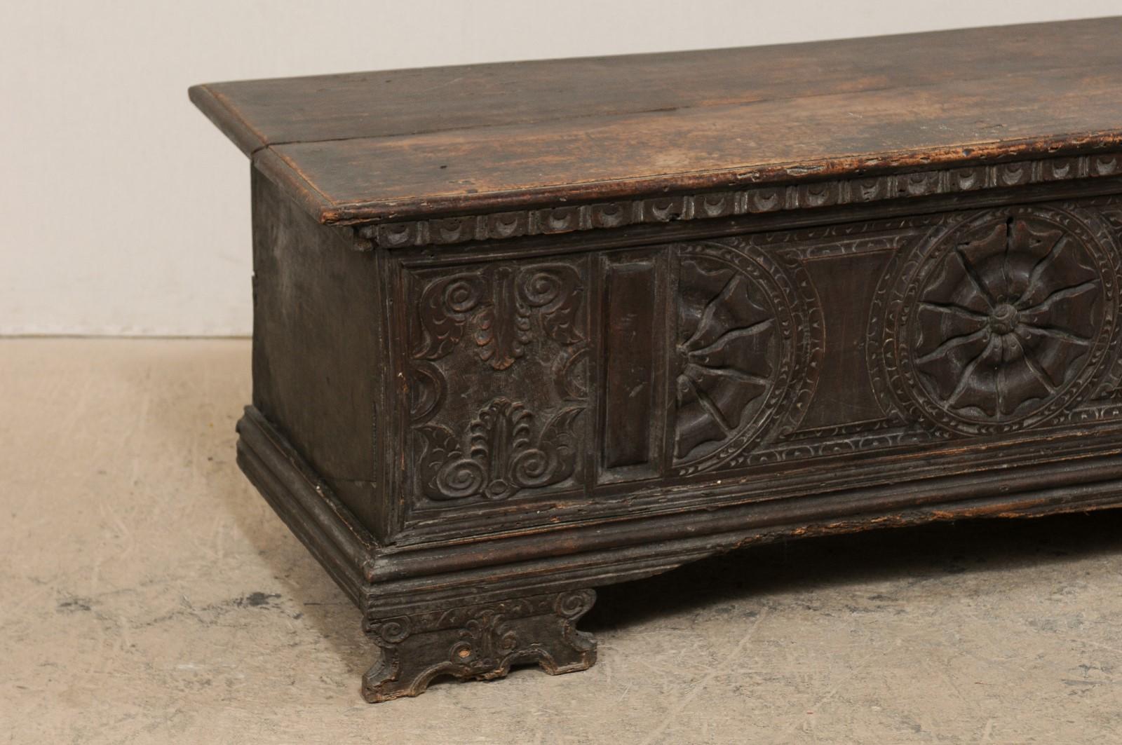 Hand-Carved 18th Century Italian Richly Carved Wedding Chest