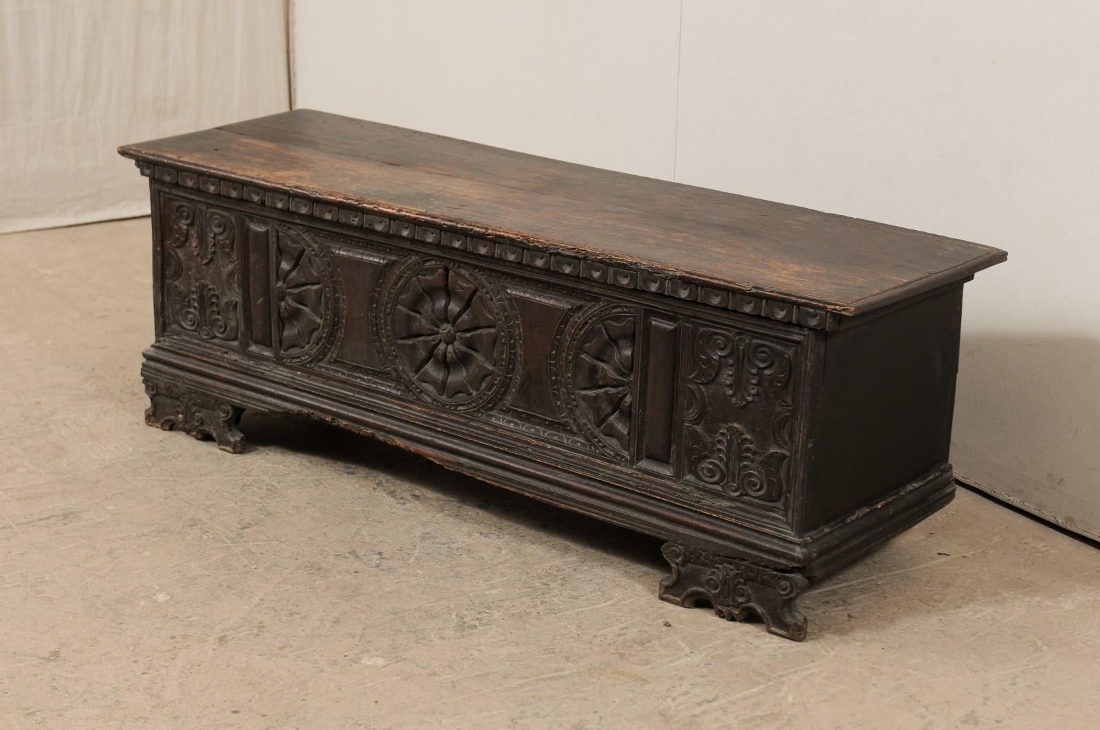 18th Century and Earlier 18th Century Italian Richly Carved Wedding Chest