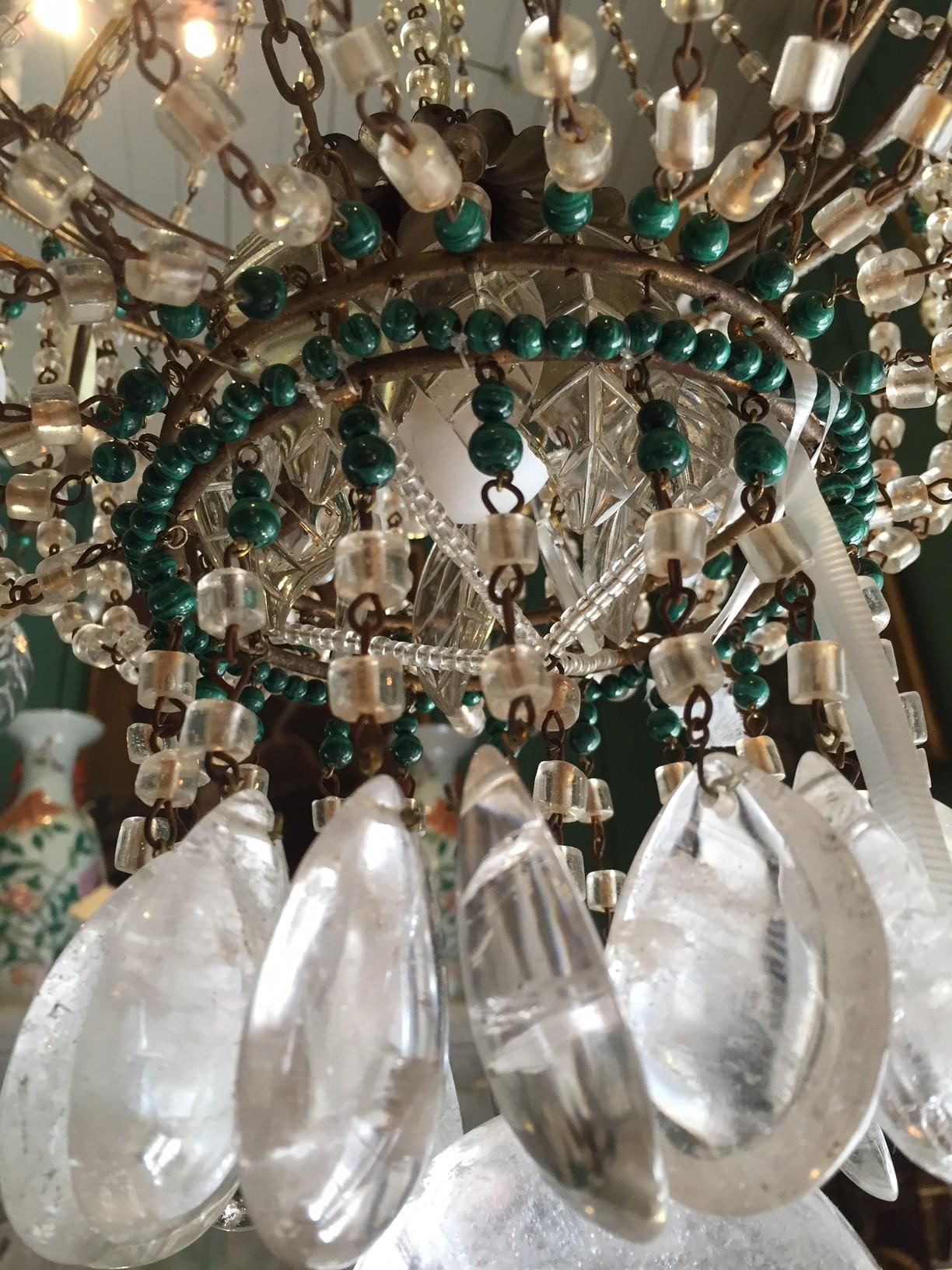18th C. Italian Rock Crystal 8-Light Chandelier Hanging Ceiling Pendant Light La 1