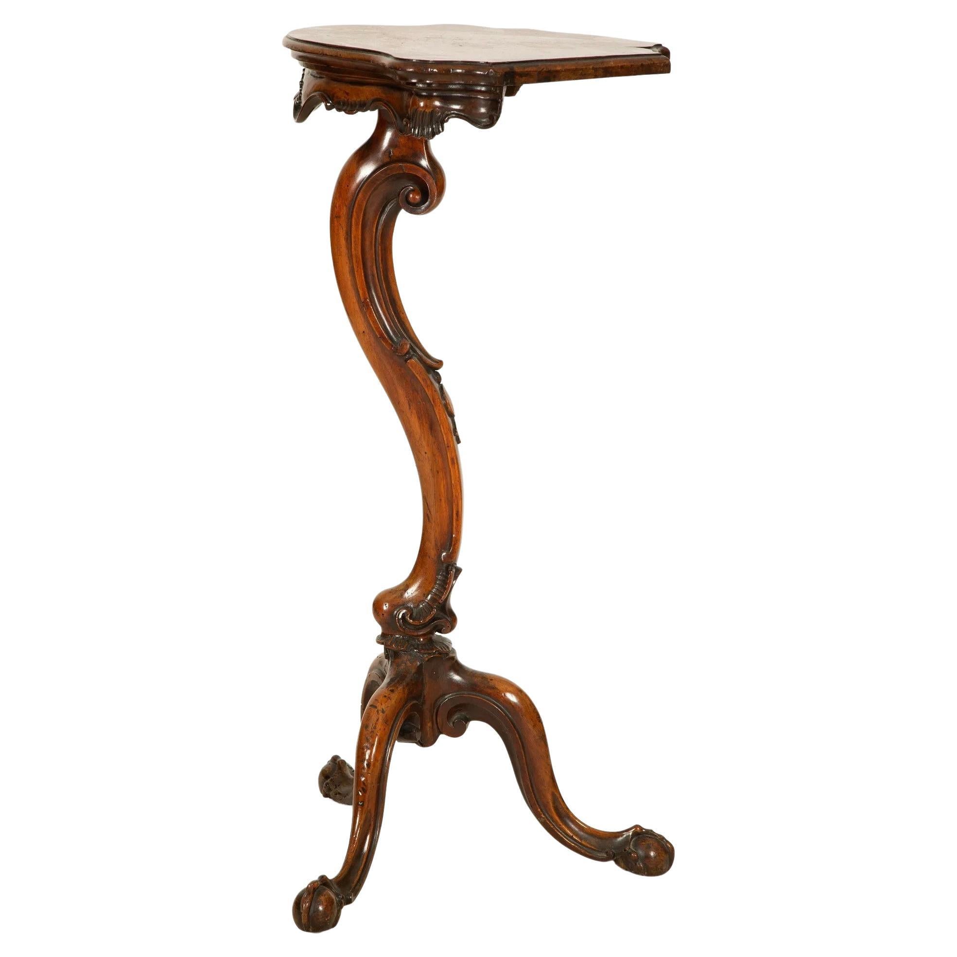 18th Century Italian Rococo Carved Walnut Pedestal For Sale