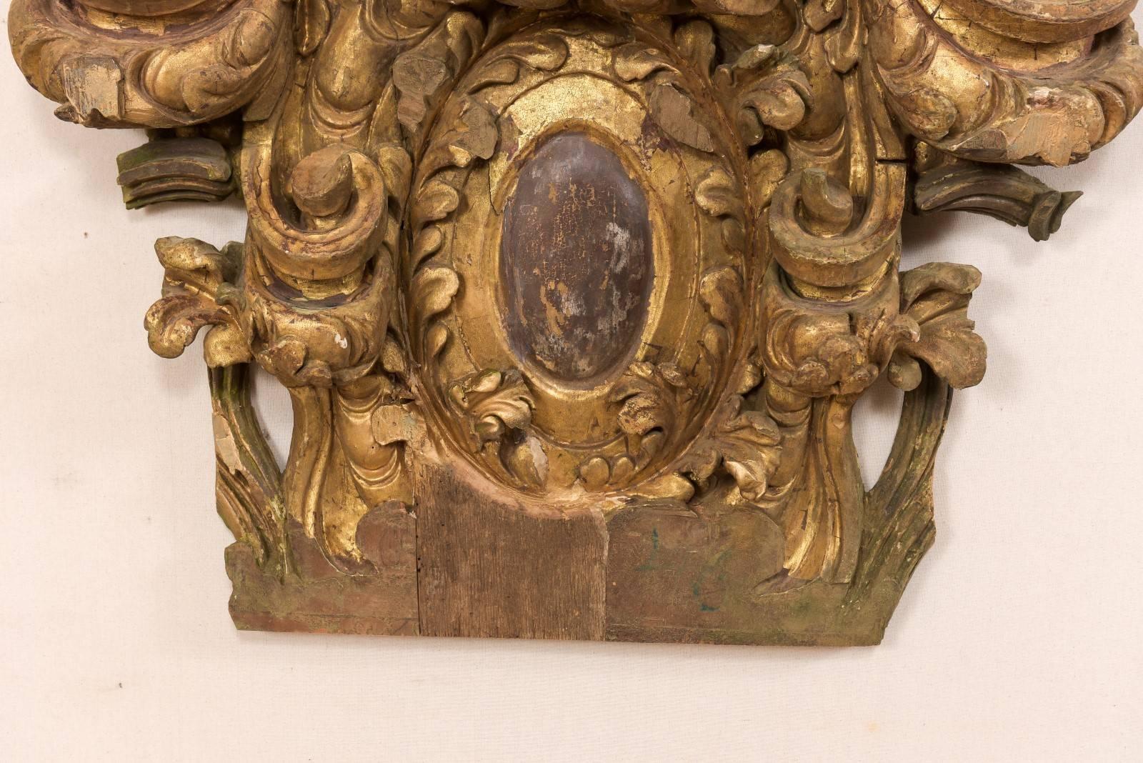 18th Century Italian Rococo Carved Wood Architectural Fragment Wall Decoration In Good Condition In Atlanta, GA