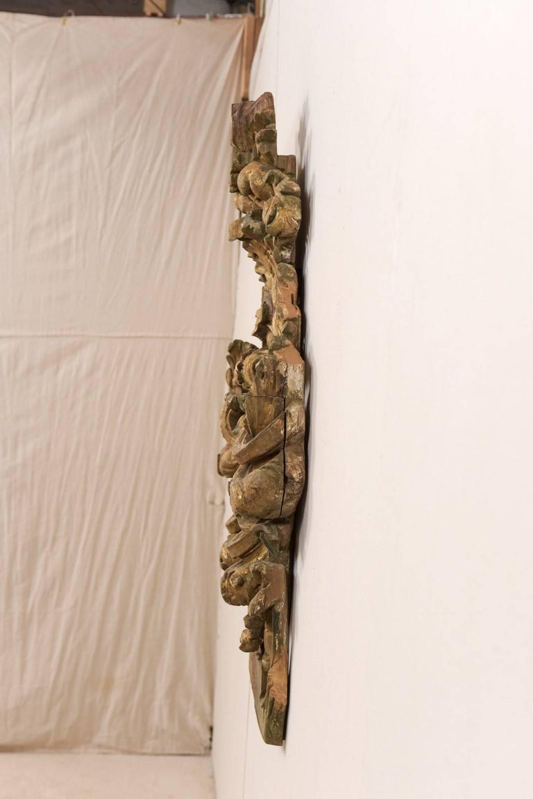 18th Century Italian Rococo Carved Wood Architectural Fragment Wall