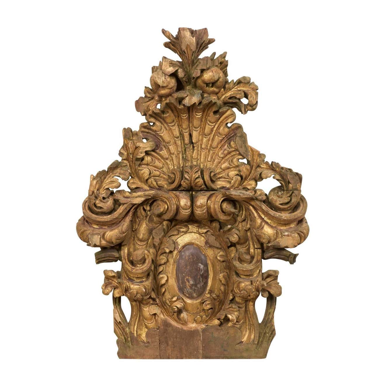 18th Century Italian Rococo Carved Wood Architectural Fragment Wall ...