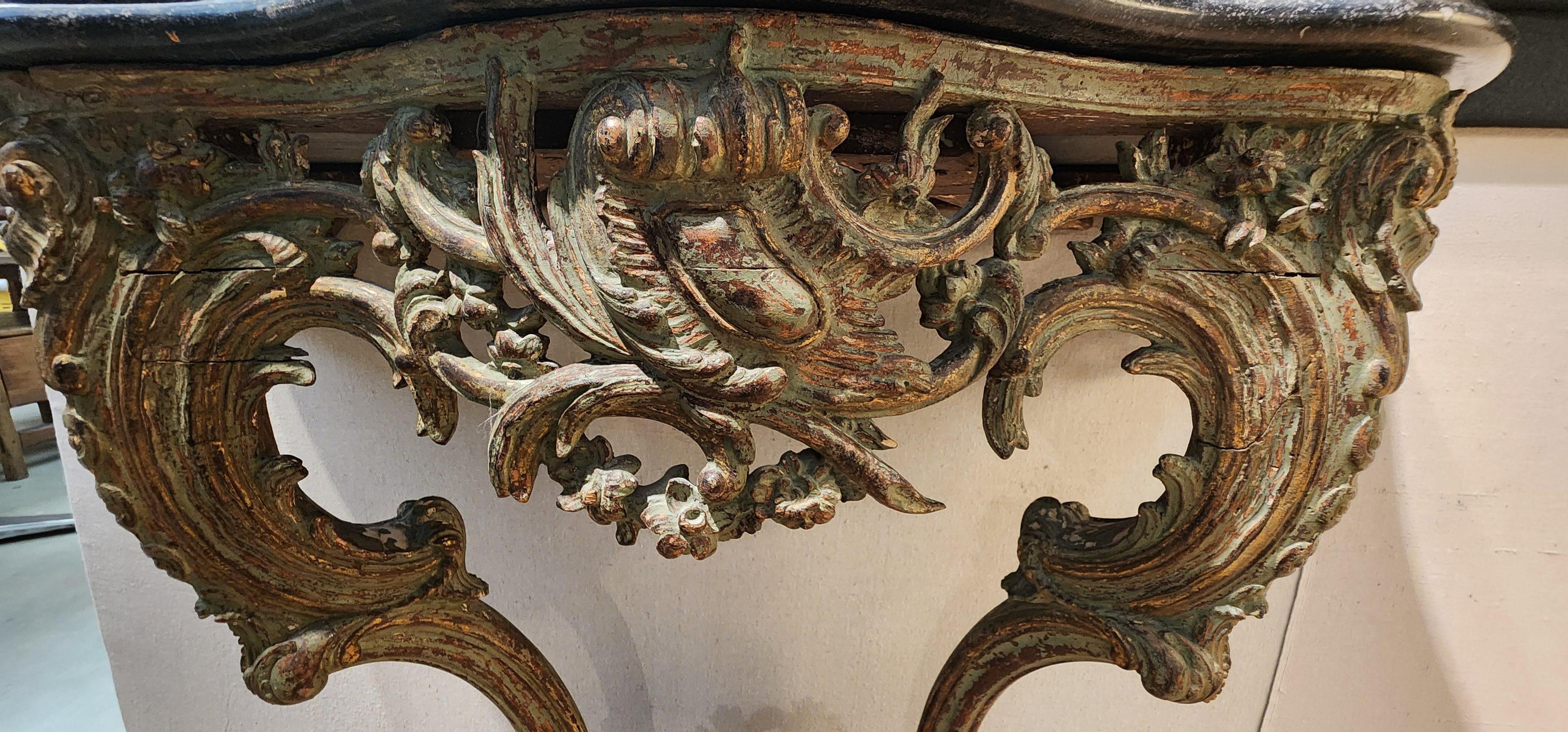 18th Century Italian Rococo Console Table In Good Condition For Sale In Hudson, NY