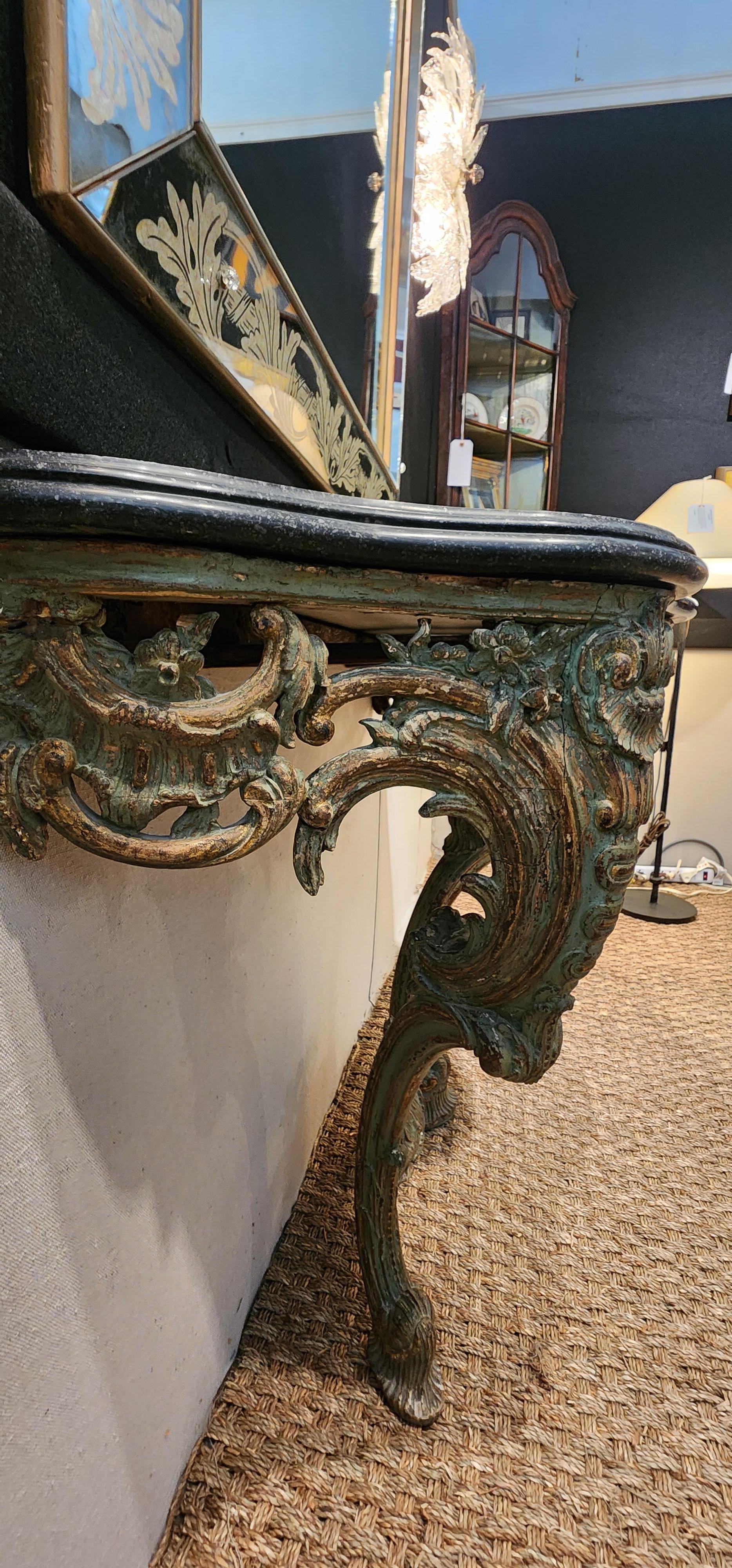 Iron 18th Century Italian Rococo Console Table For Sale