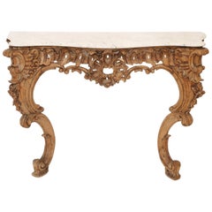18th Century Italian Rococo Console Table in Natural Wood