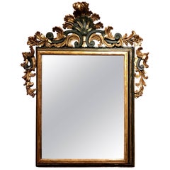 18th Century Italian Rococo Gilt Mirror with Exceptional Carved Crest