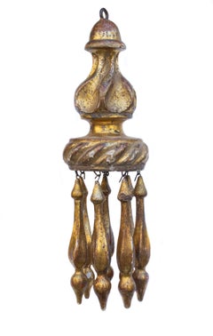 18th Century Italian Rococo Gold Leaf Hand Carved 'Pompom' Tassel
