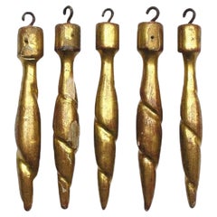 18th Century Italian Rococo Gold Leaf Hand-Carved Sculptural Ornament 'Set of 5'