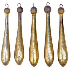 Grupo de 5 adornos de borlas de pan de oro rococó italianos del siglo XVIII