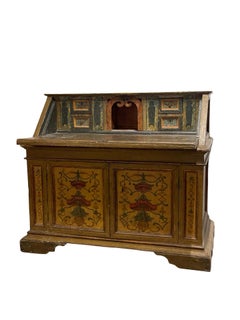 18th Century Italian Rococo Lacca Povera Fall Front Desk