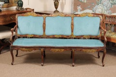 18th Century Italian Rococo Painted Canape au Chasse