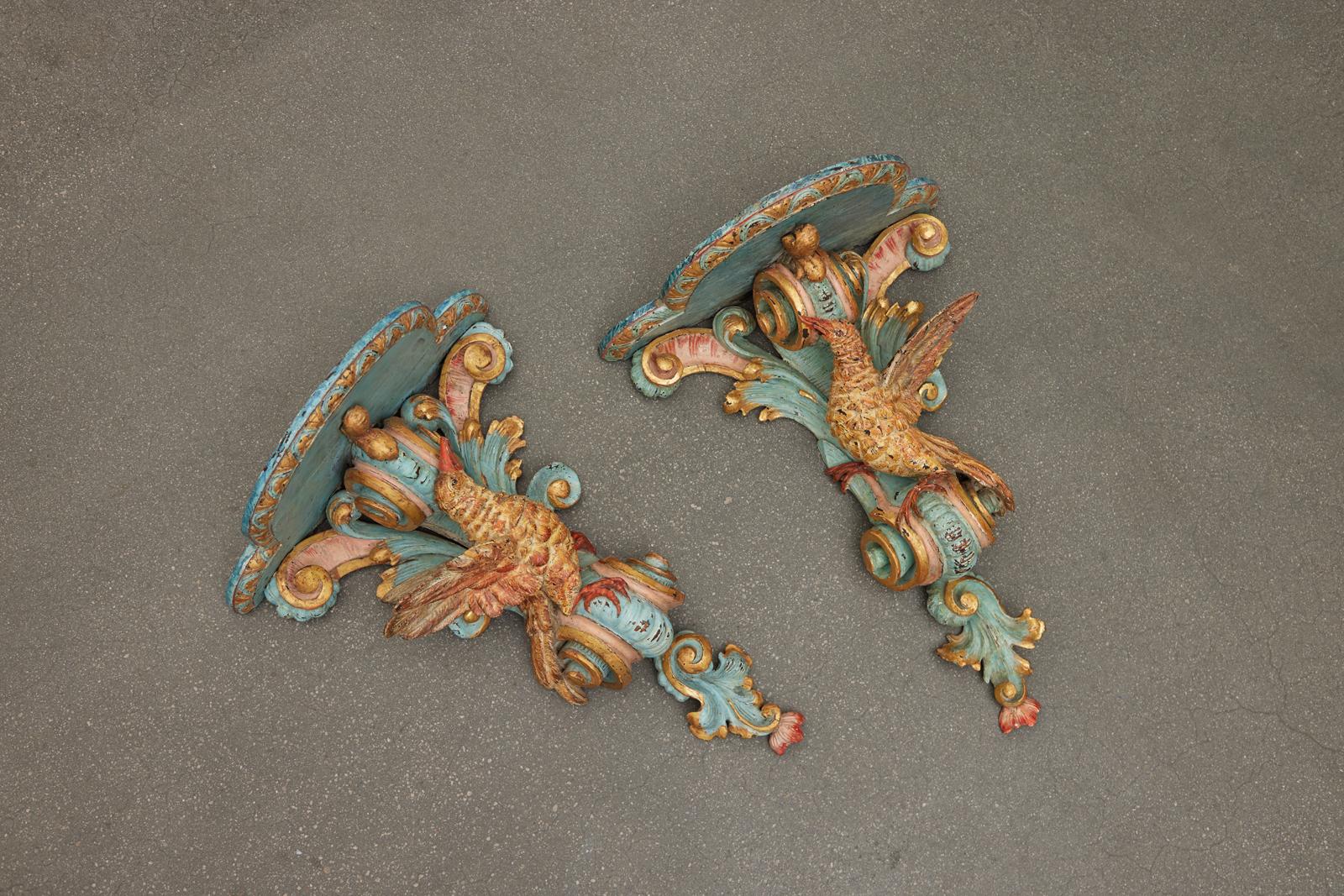 18th Century and Earlier 18th Century Italian Rococo Pine Wall Brackets For Sale