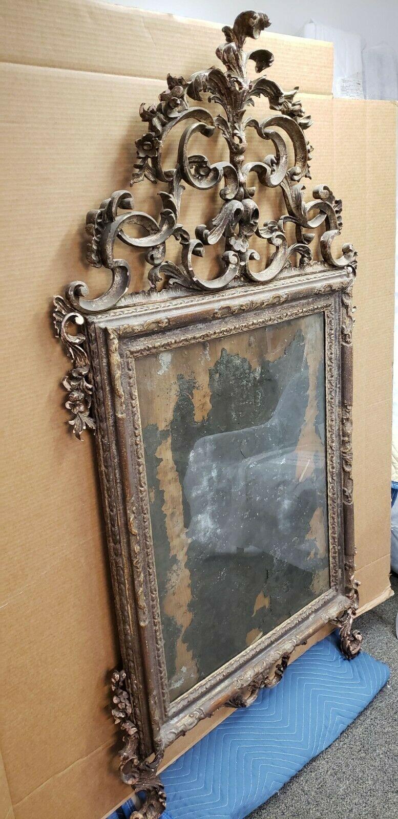 18th Century Italian Rococo Silver Gilt Mirror In Good Condition For Sale In Essex, MA