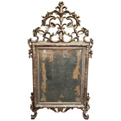 18th Century Italian Rococo Silver Gilt Mirror