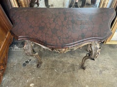 Consola rococó italiana de madera dorada y plata del siglo XVIII