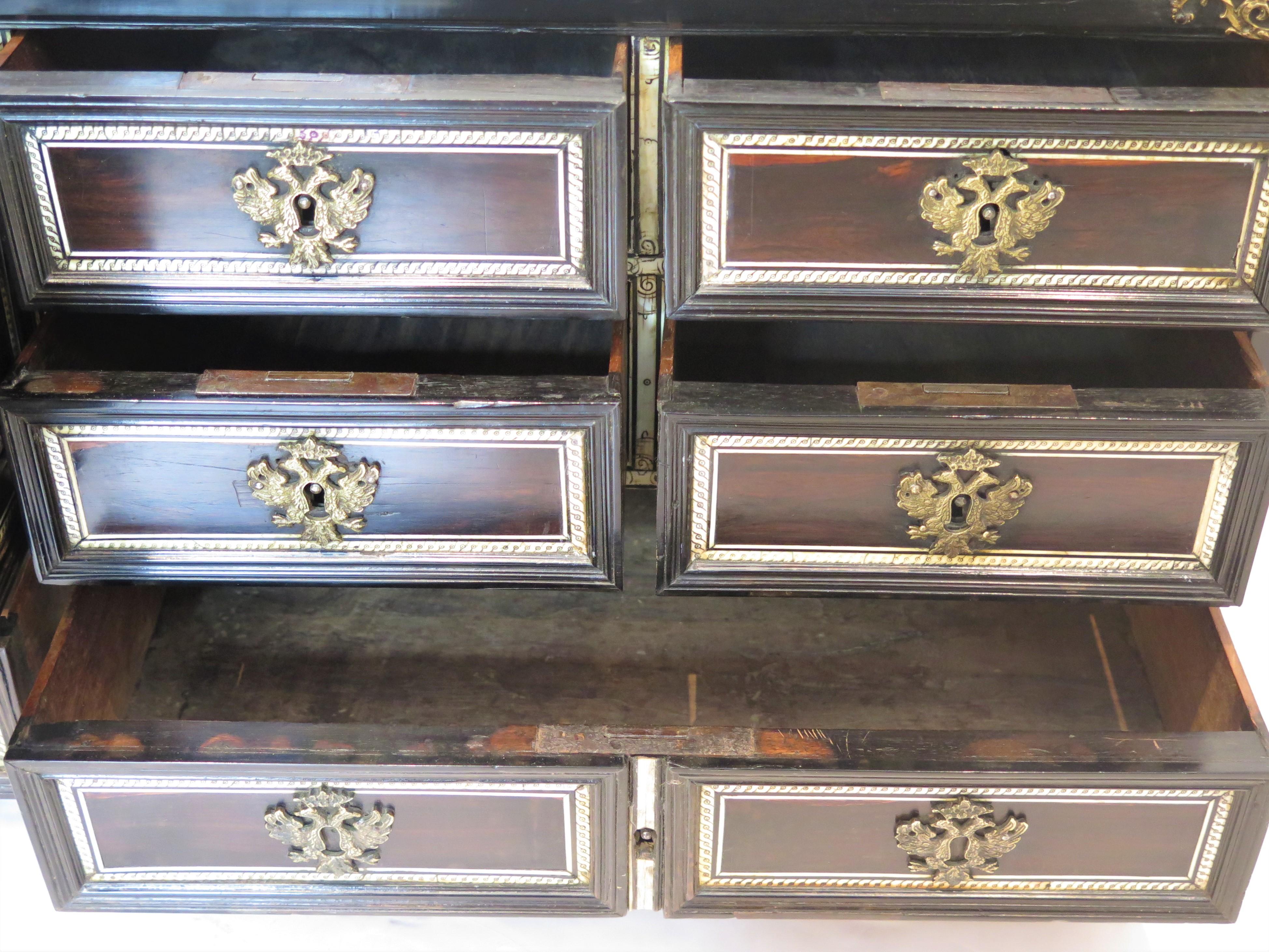Bone 18th Century Italian Rosewood Table Cabinet (Vargueño or Papelera) For Sale