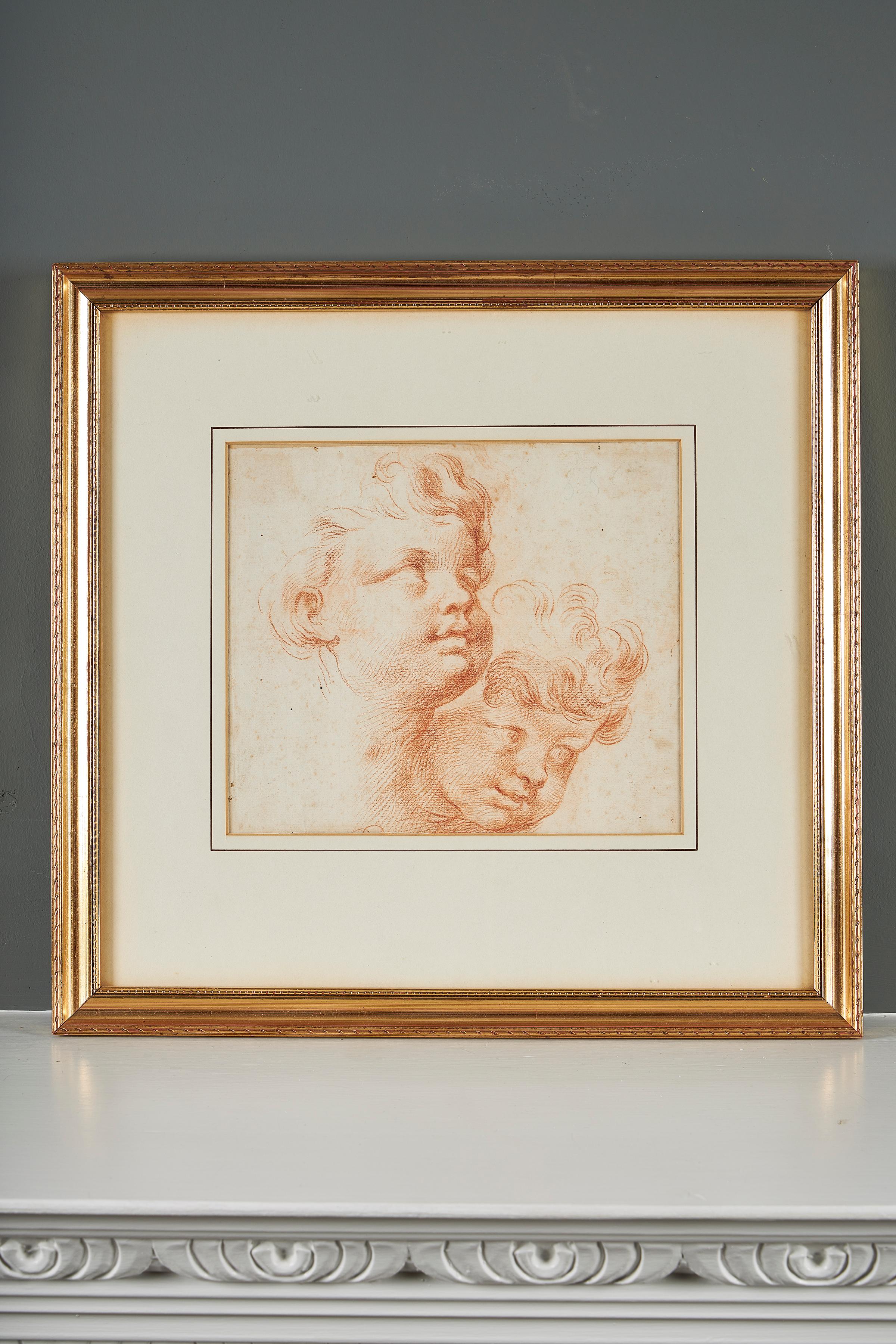 18th Century Italian School Head Study of Two Boys In Good Condition In Petworth, West Sussex