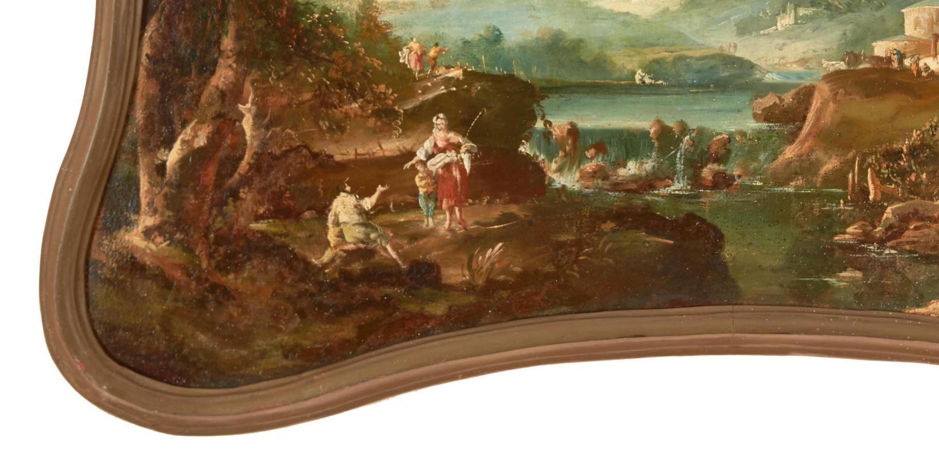 Giltwood 18th Century Italian School Oil on Canvas Painting