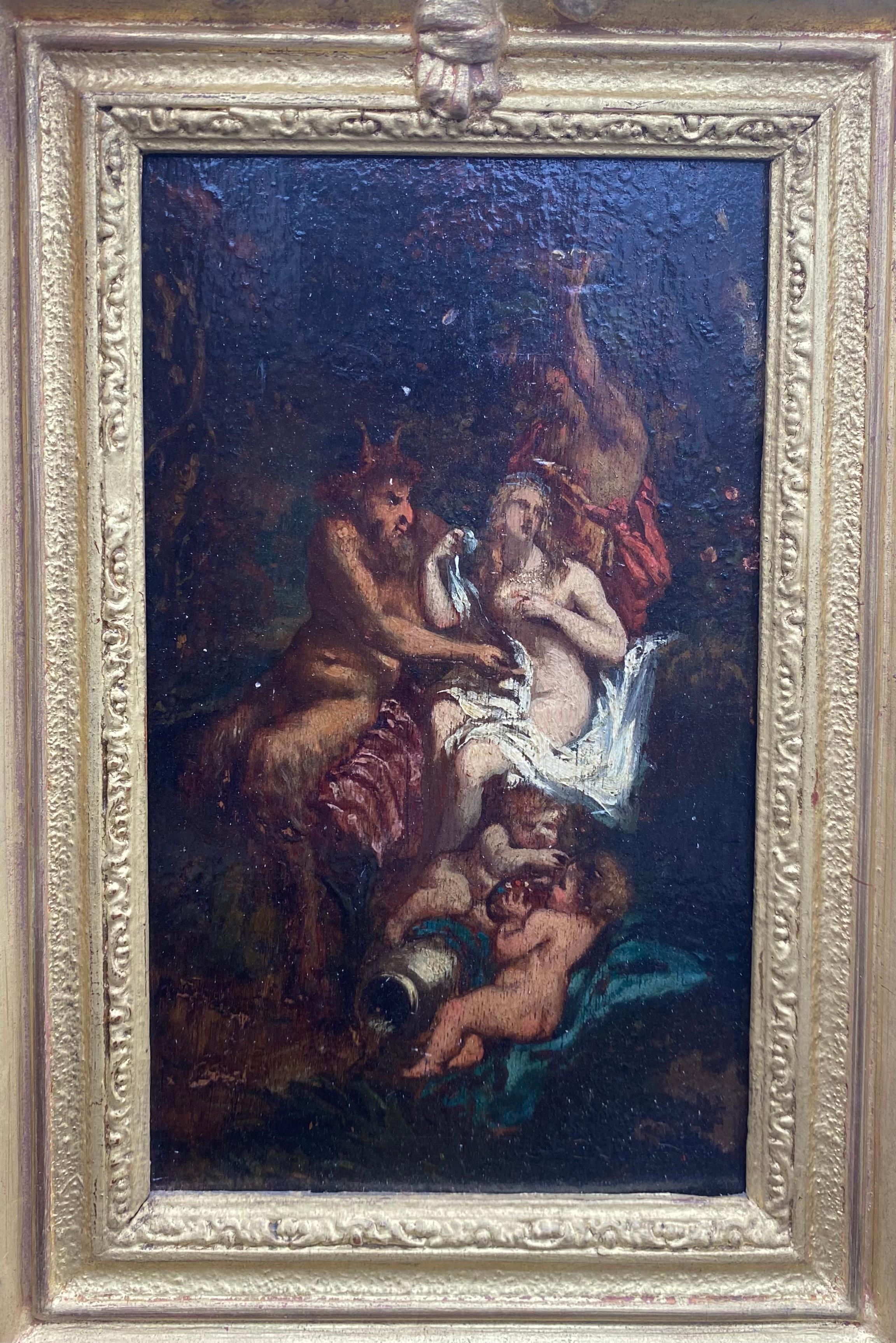 Italienische Schule des 18. Jahrhunderts, Gemälde „Faun und  Nymphe