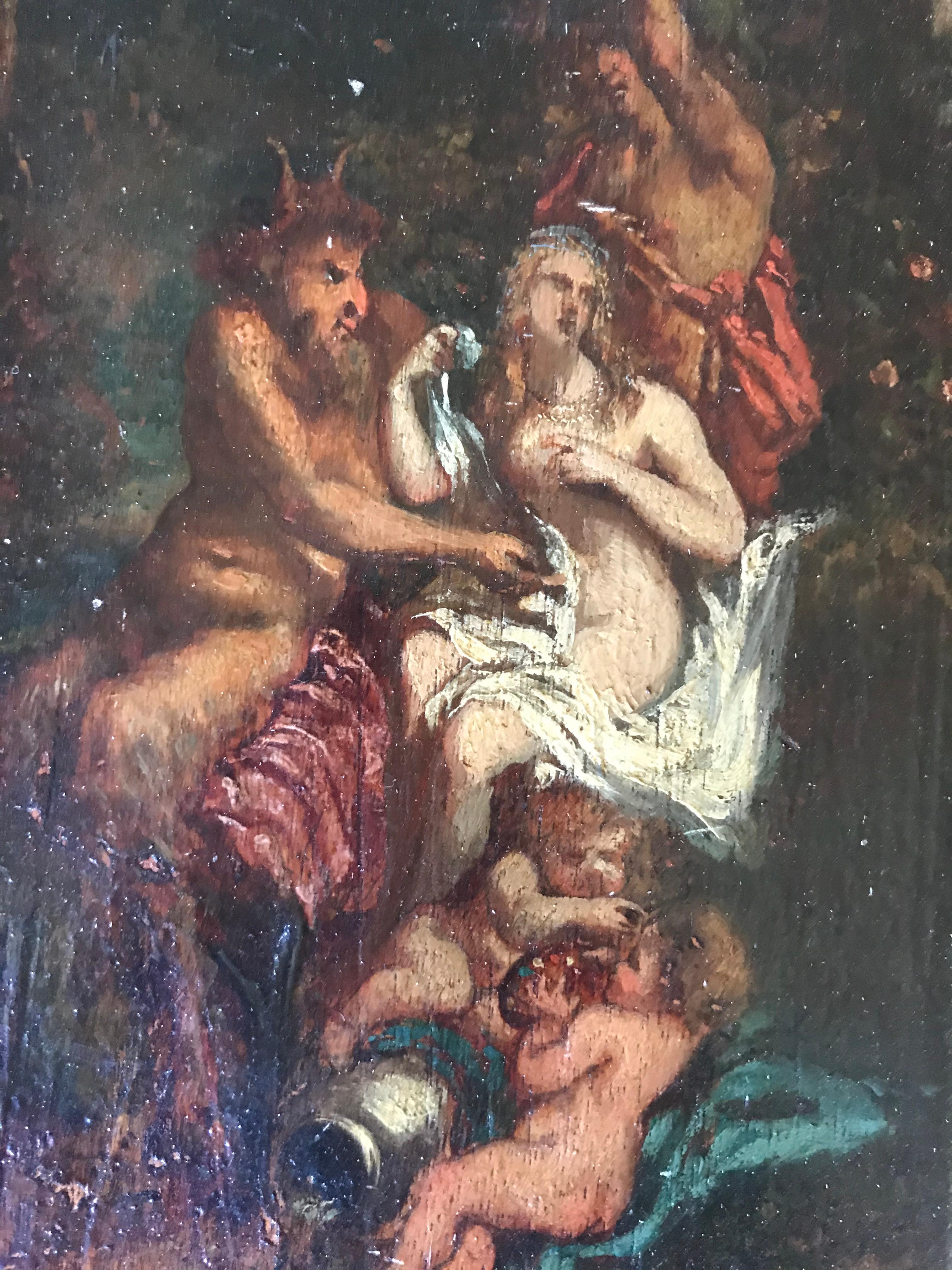 Italienische Schule des 18. Jahrhunderts, Gemälde „Faun und  Nymphe