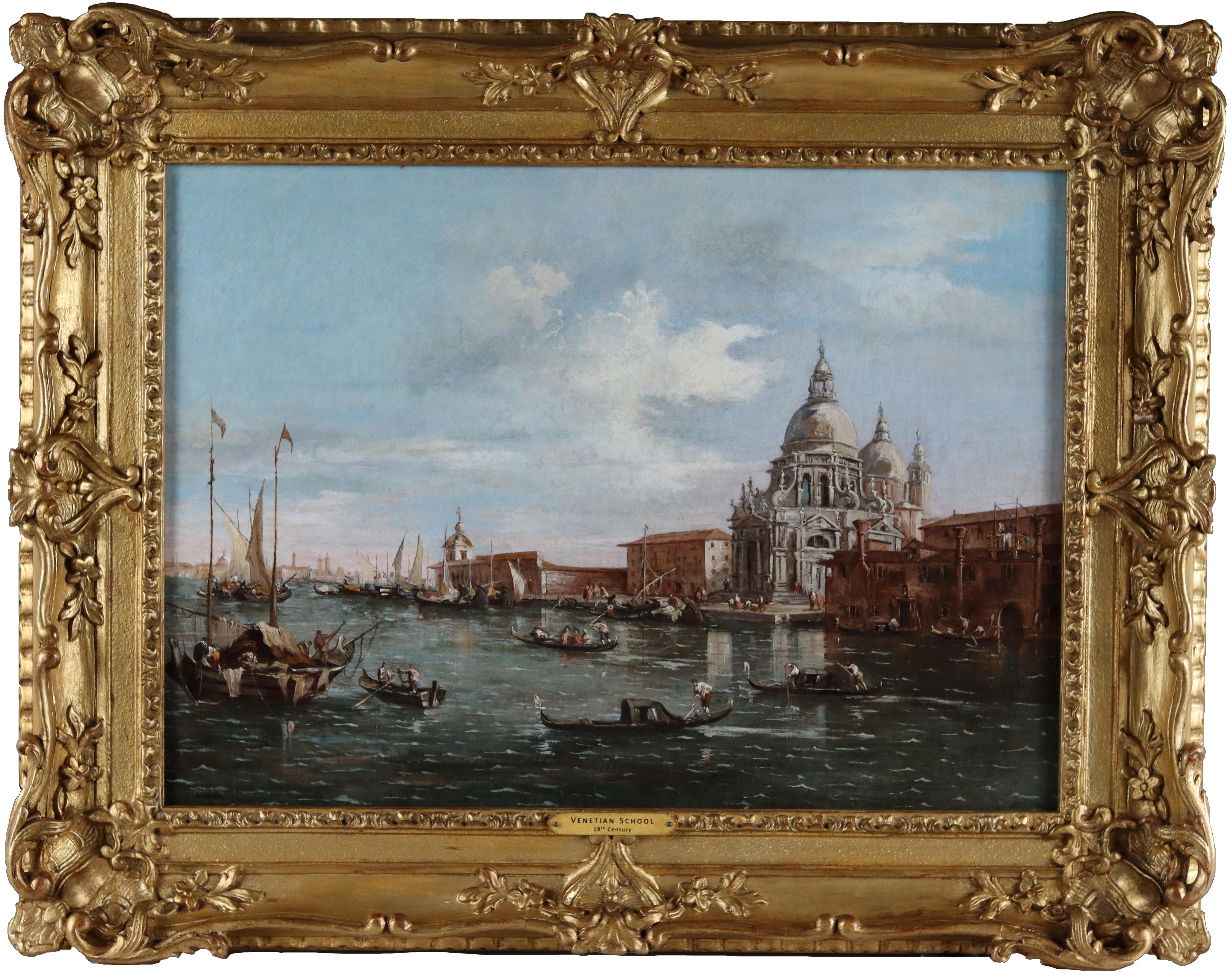 Pareja de escenas de canales venecianos del siglo XVIII al estilo de Francesco Guardi - Painting Antiguos maestros de 18th Century Italian School
