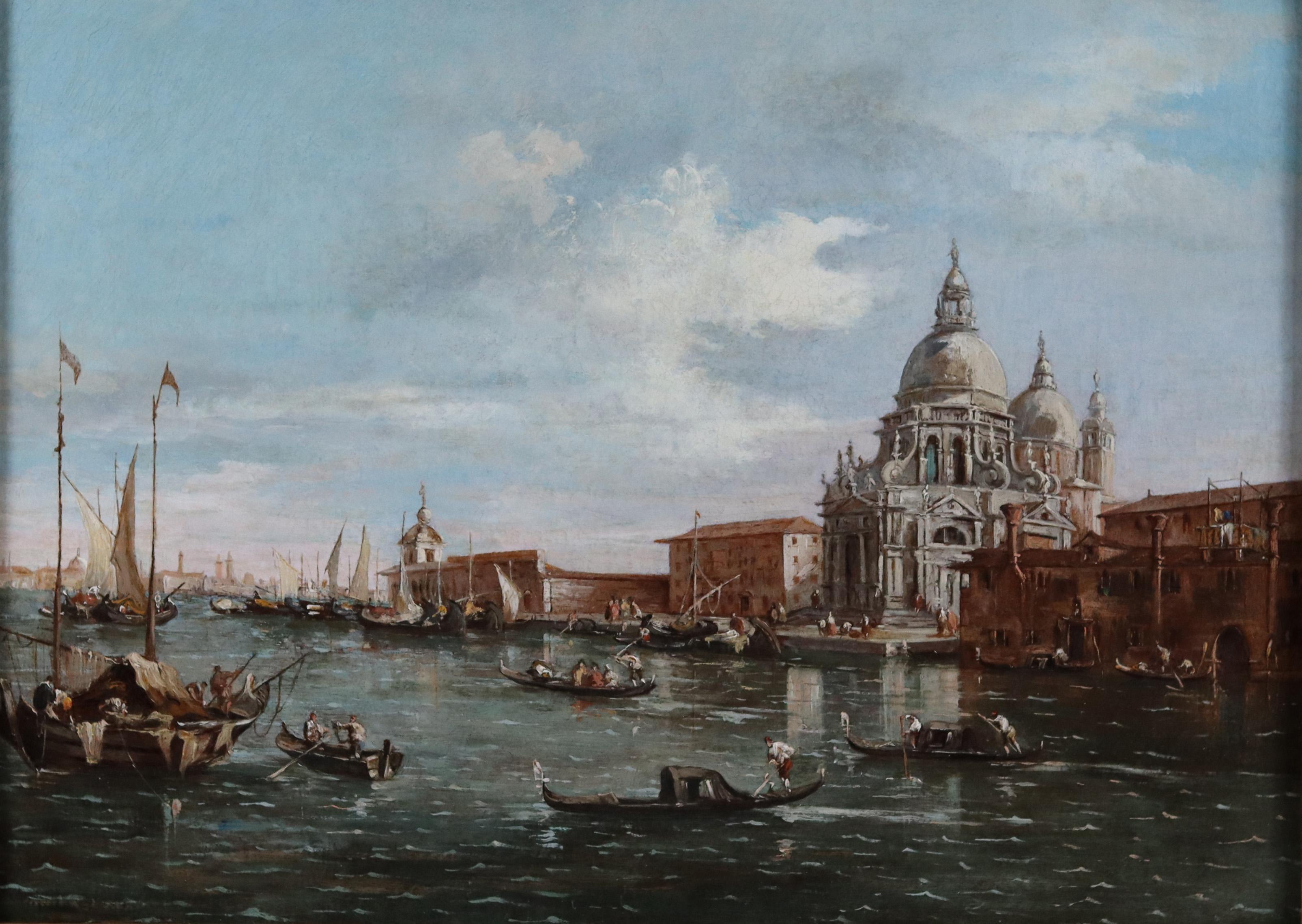 A Pair of 18th century Venetian Canal Scenes in the Style of Francesco Guardi   For Sale 1
