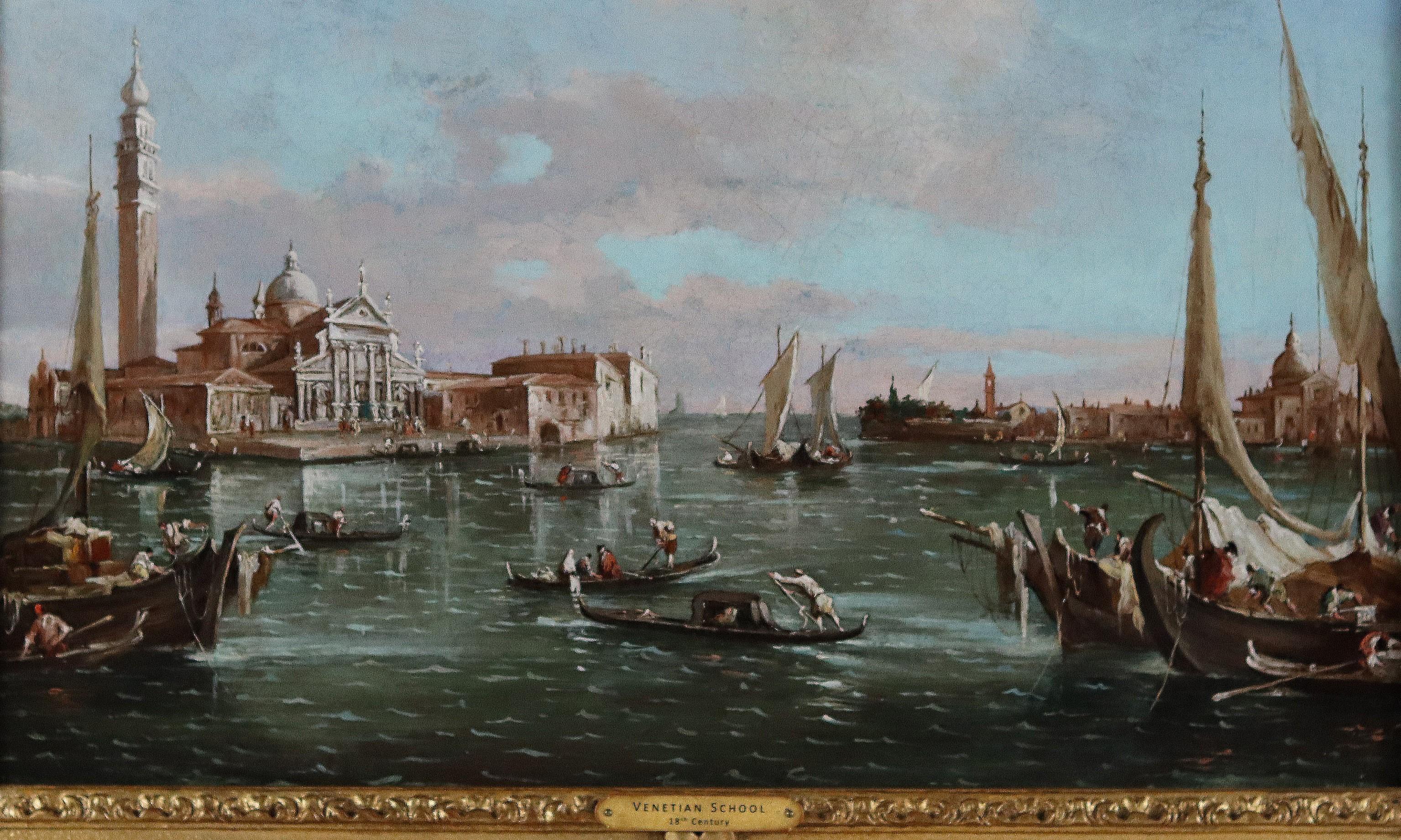 Paire de scènes de canaux vénitiens du XVIIIe siècle dans le style de Francesco Guardi   en vente 2