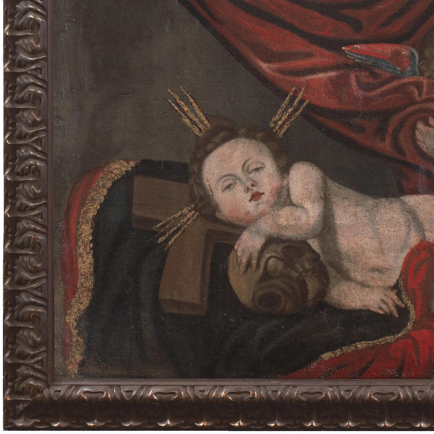 'Cherubini che suonano', Angeli, Amorini, Memento Mori, Olio religioso barocco e naif - Painting Barocco di 18th Century Italian School