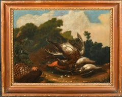 Fine 18th Century Old Master Oil Painting Dead Game in Landscape