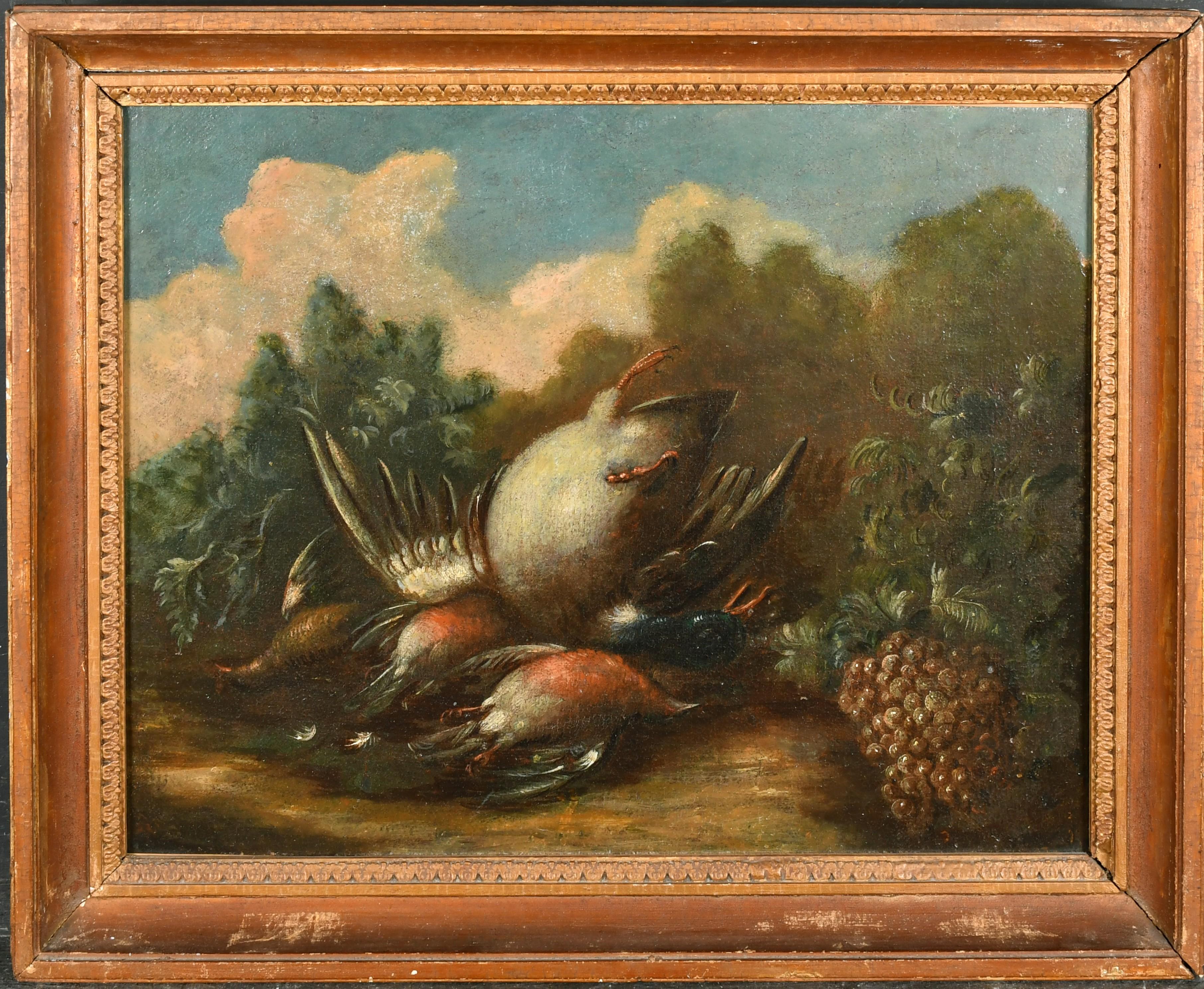 18th Century Italian School Still-Life Painting - Fine 18th Century Old Master Oil Painting Dead Game in Landscape