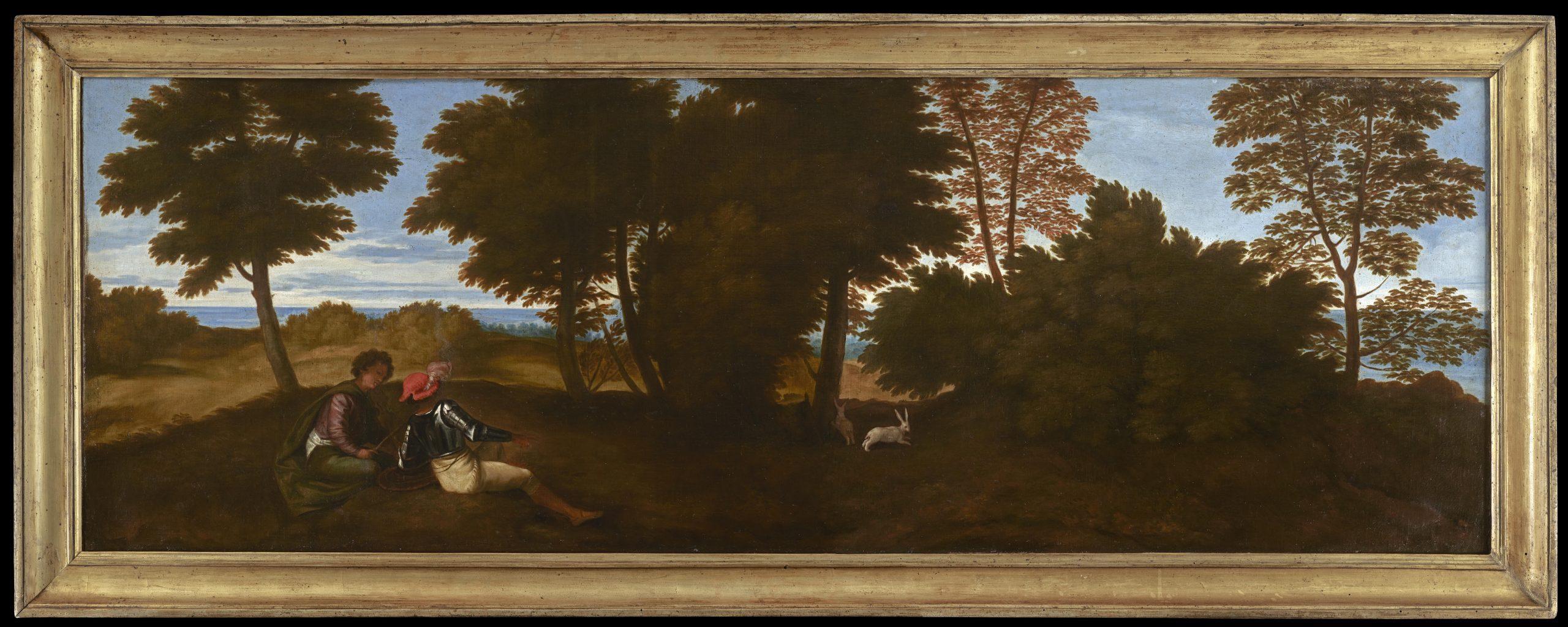 The Two Hares, Arcadian late 17th Century Italian Landscape