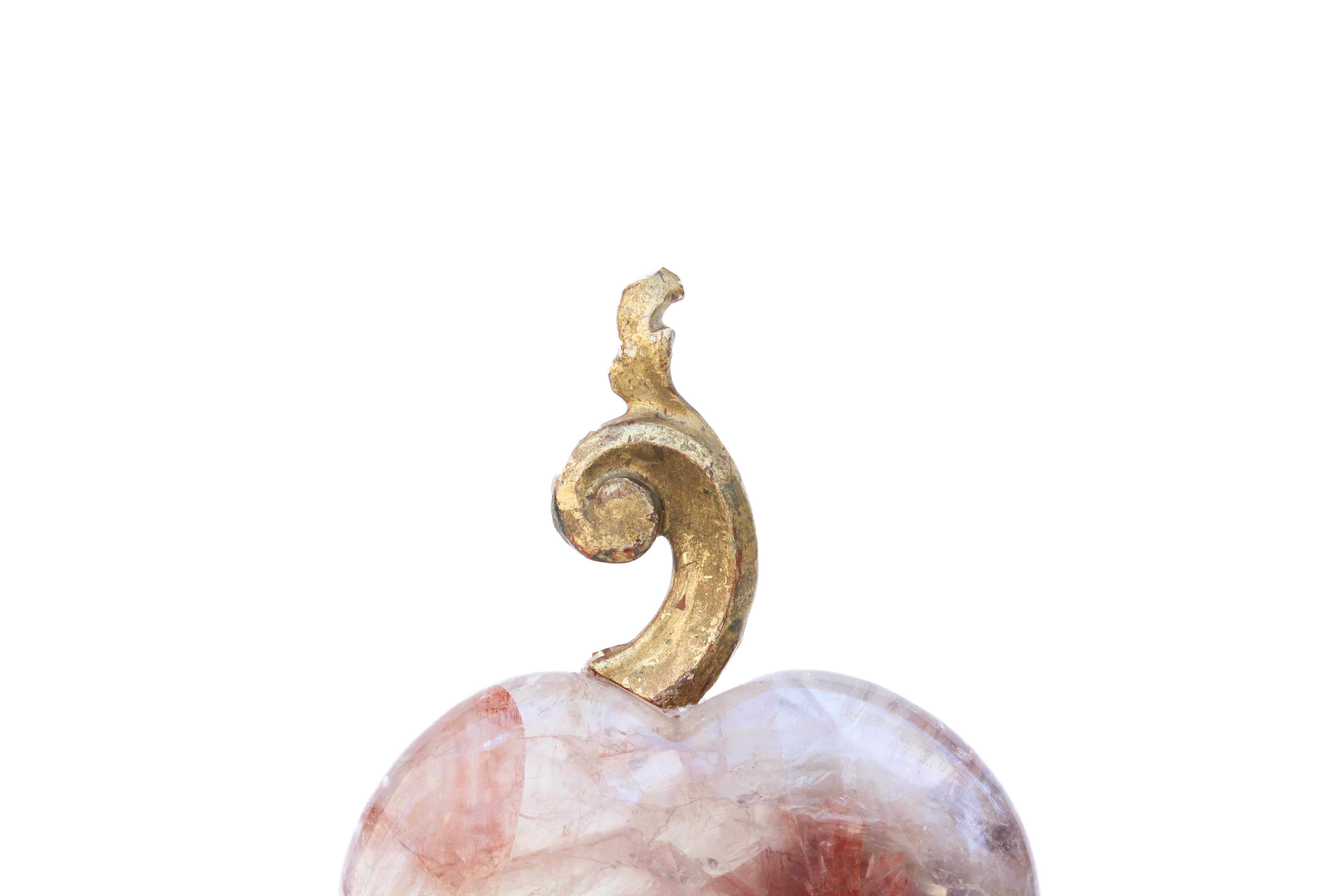 Rococo 18th Century Italian Scroll Fragment on a Red and White Hematoid Quartz Heart For Sale