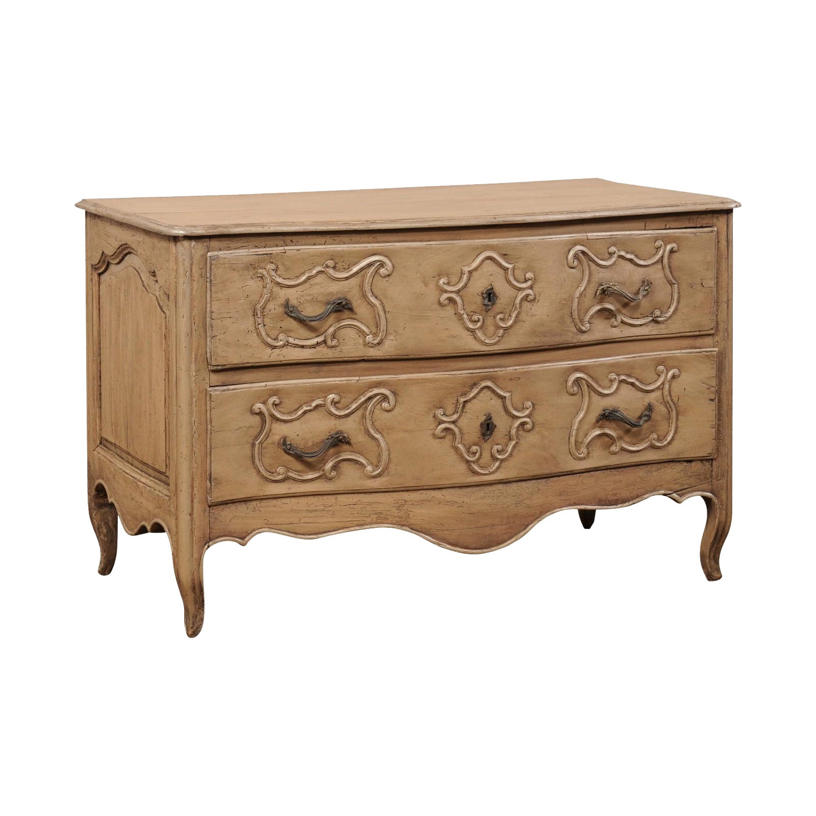 18th Century Italian Serpentine Carved-Wood Chest with Two Drawers For Sale