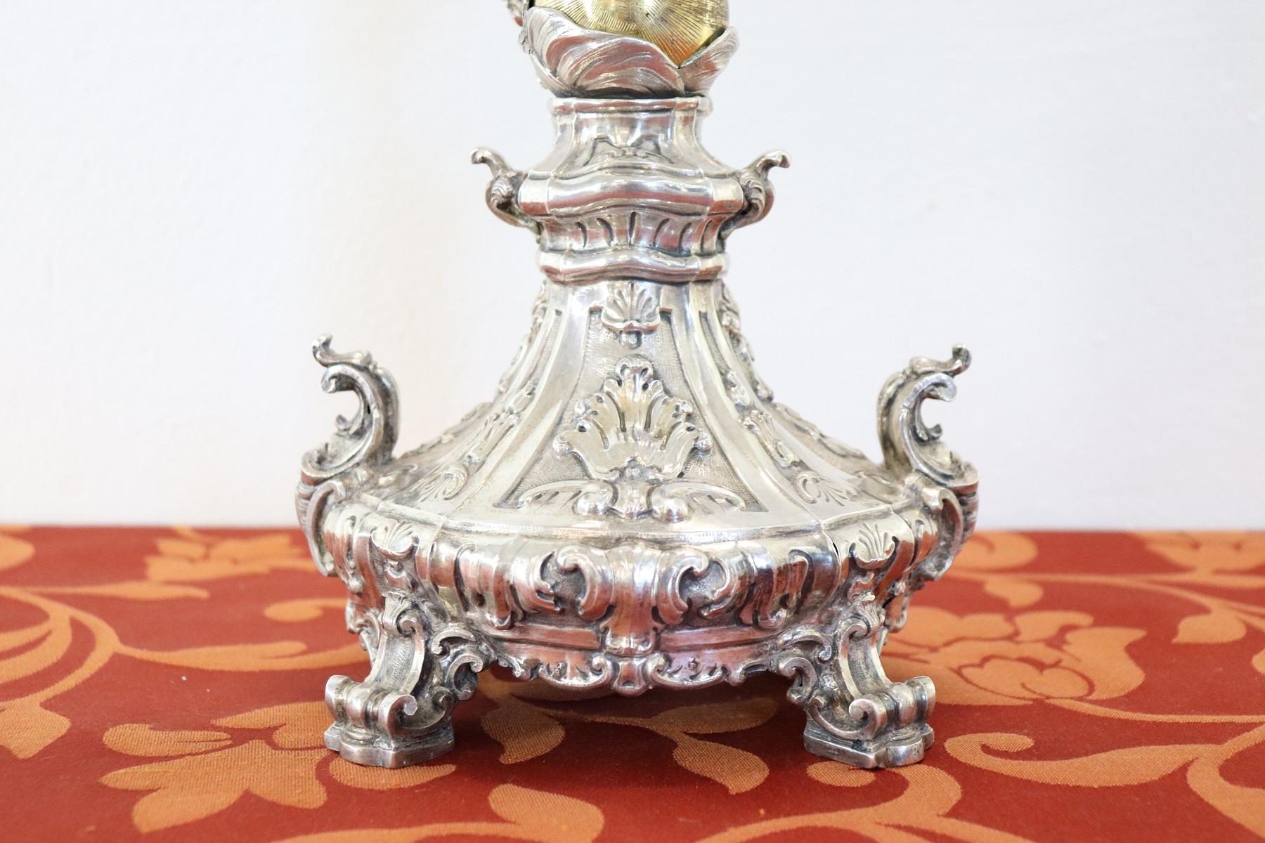 18th Century Italian Sicilian Baroque Silver Monstrance Decorated with Cherub 12