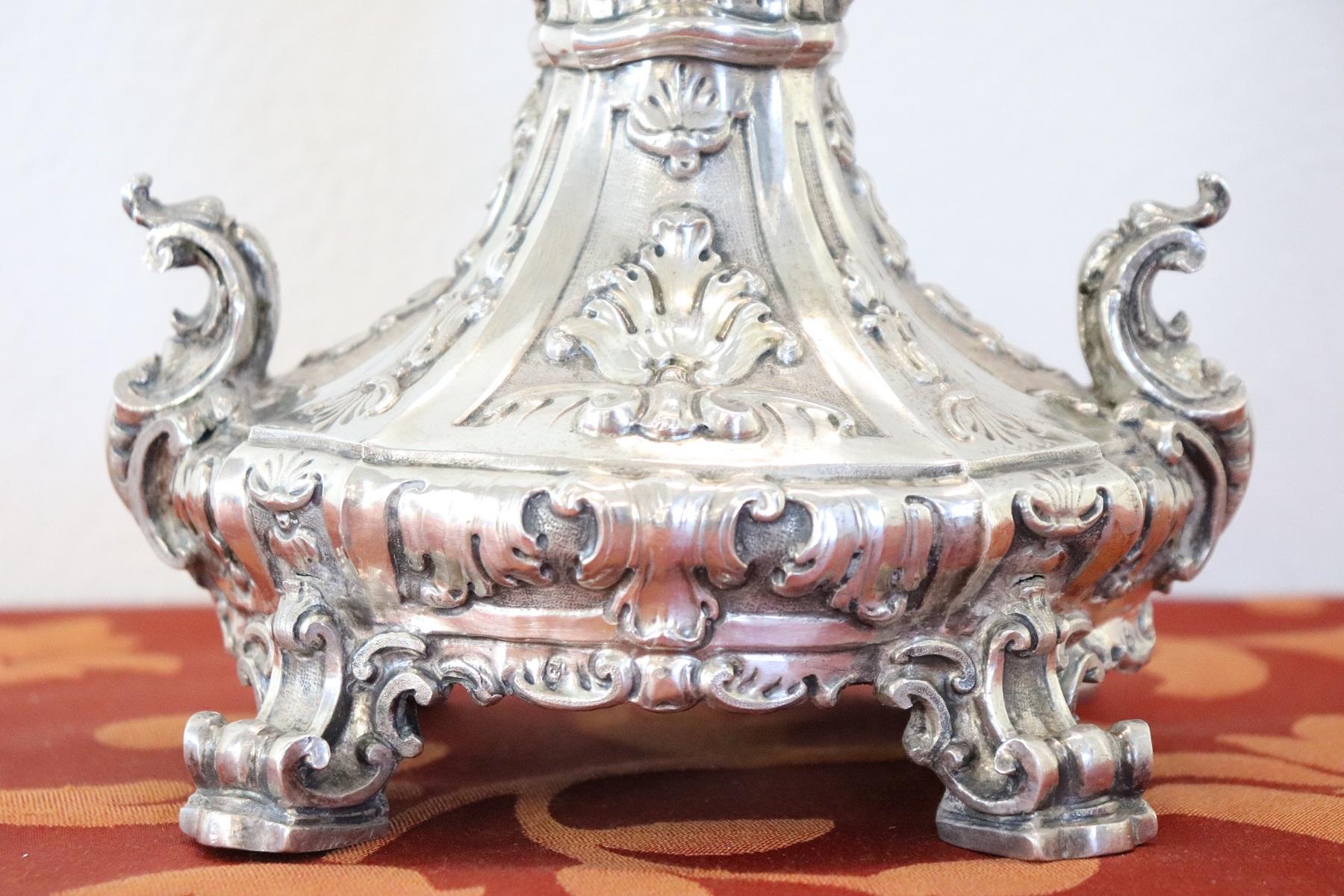 Mid-18th Century 18th Century Italian Sicilian Baroque Silver Monstrance Decorated with Cherub