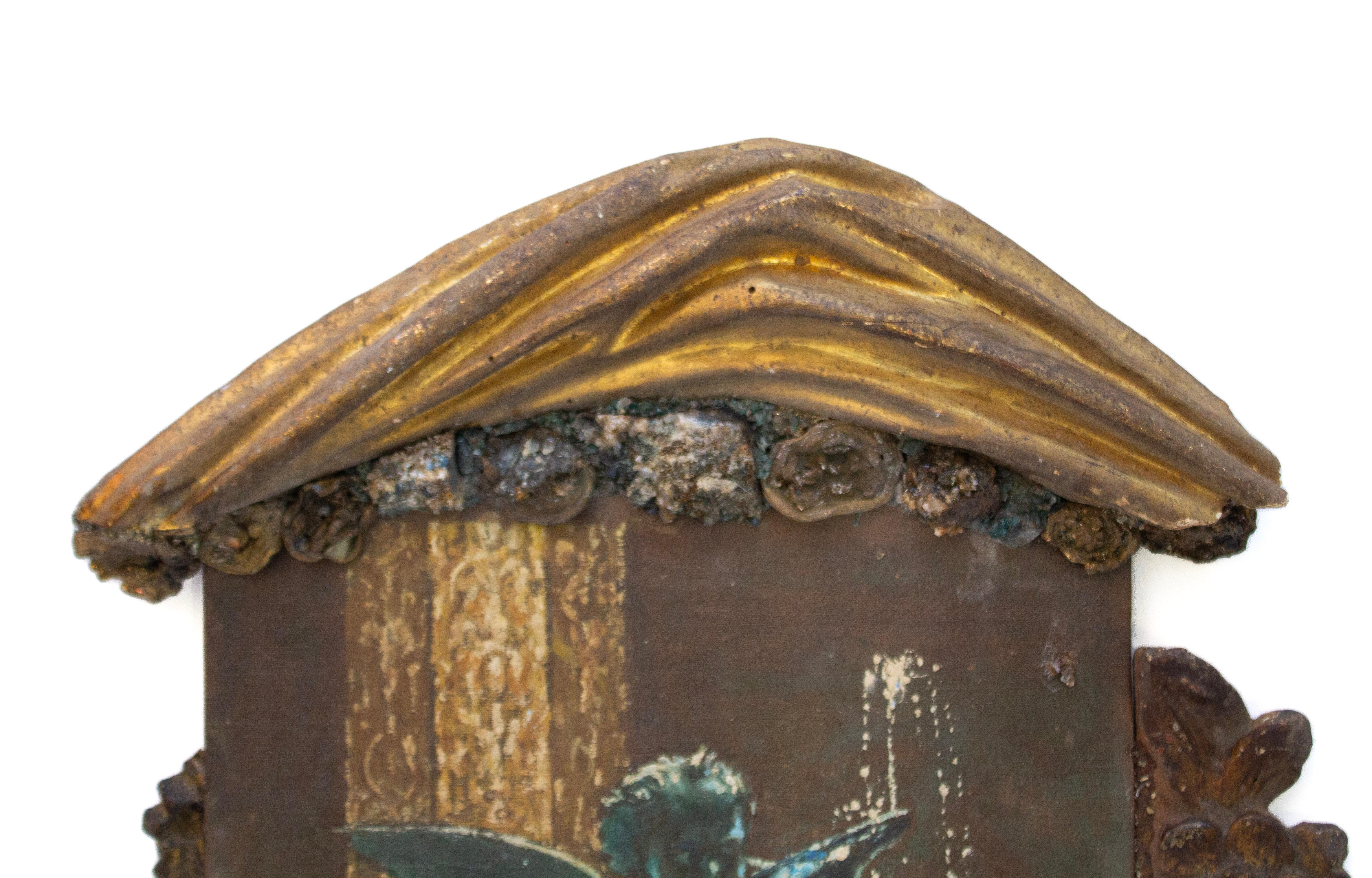 Italienisches signiertes Ölgemälde des 18. Jahrhunderts mit Fragmenten und Lazurit-Edelsteinen (18. Jahrhundert und früher) im Angebot