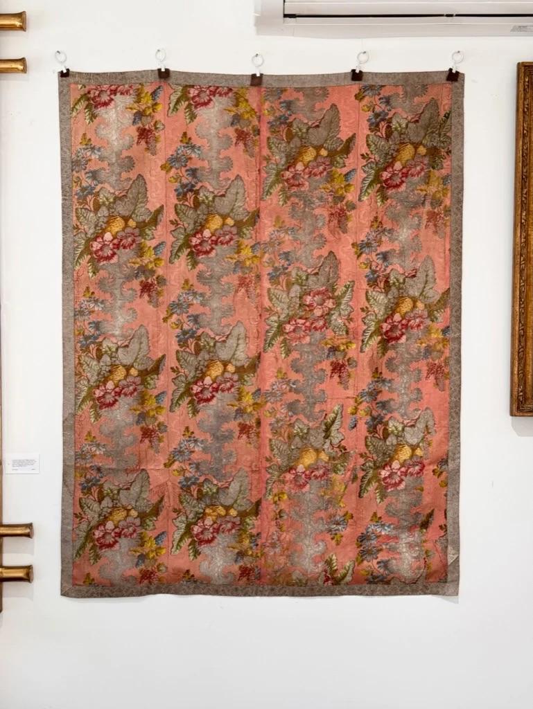Silk 18th Century Italian silk and metallic thread brocade panel For Sale