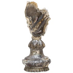 18th Century Italian Silver Candlestick with Agate Coral and Baroque Pearls