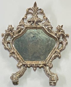 18th Century Italian Silver Gilt Small Memento Mori Mirror