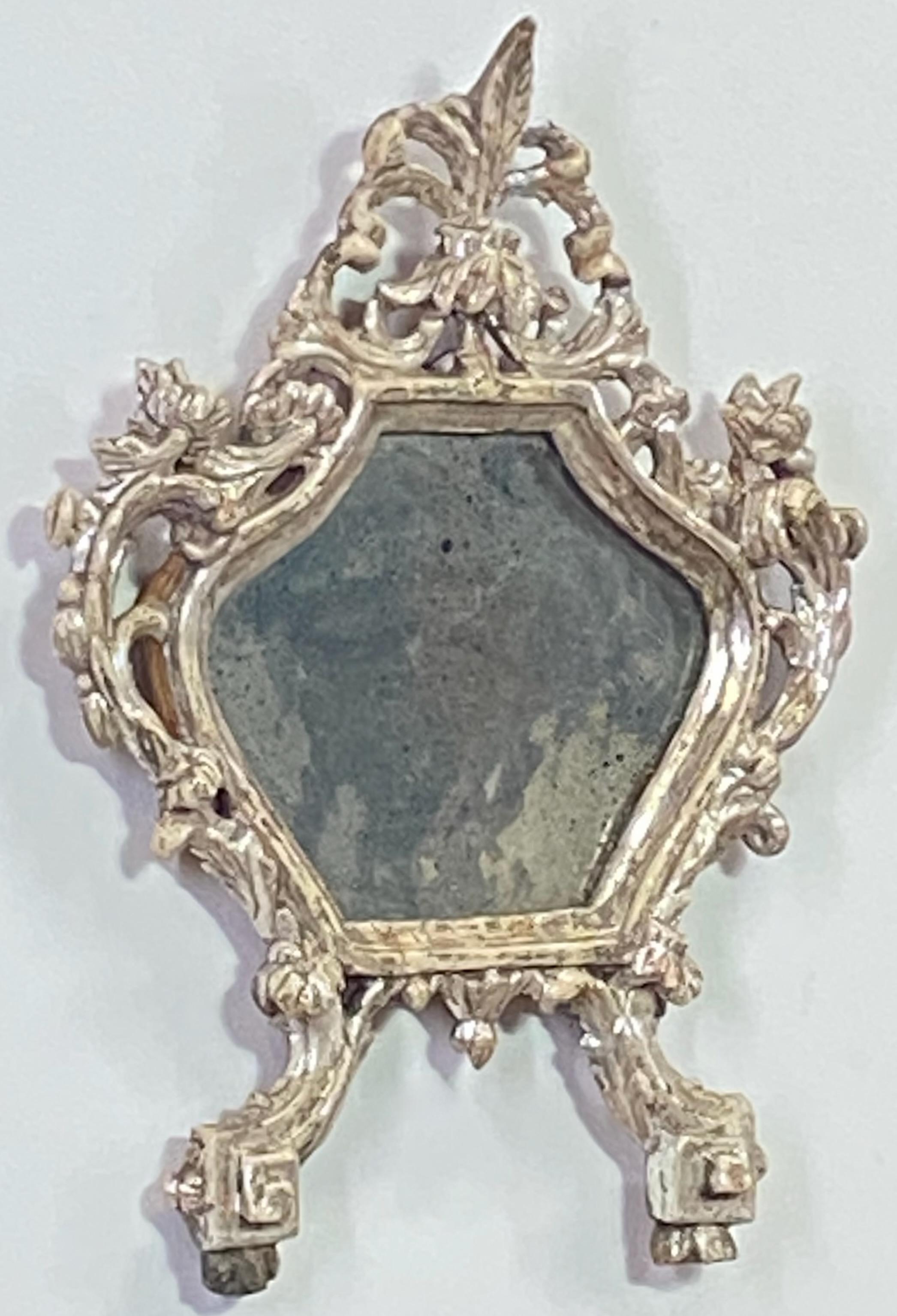 18th Century Italian Silver Gilt Small Memento Mori Mirror In Good Condition For Sale In San Francisco, CA