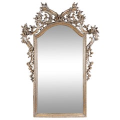 Italienischer Wandspiegel aus vergoldetem Silber mit Blumenmuster aus dem 18. Jahrhundert